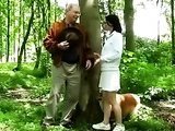Old man fucks hot girl in the forest