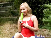 Teen masturbating in the garden