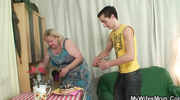 Chubby grandma and her son in law
