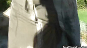 Banged mature pussy on a blanket