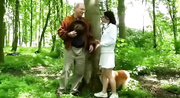 Old man fucks hot girl in the forest