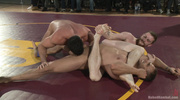 Awesome gay foursome fucking scene on the ring in public after a wrestling match