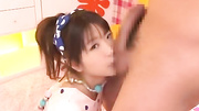 Mischievous Japanese freshie in oral action and bukkakke