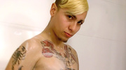Tattooed twink washing carefully all places in the shower and jerks off